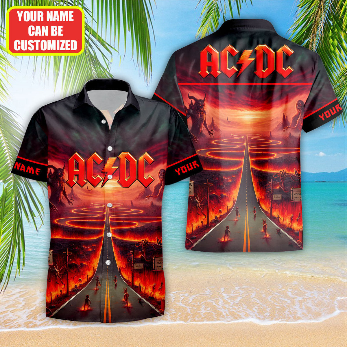 Personalized AC Highway To Hell V2 Tropical Hawaii Shirt Beach Short Q220409