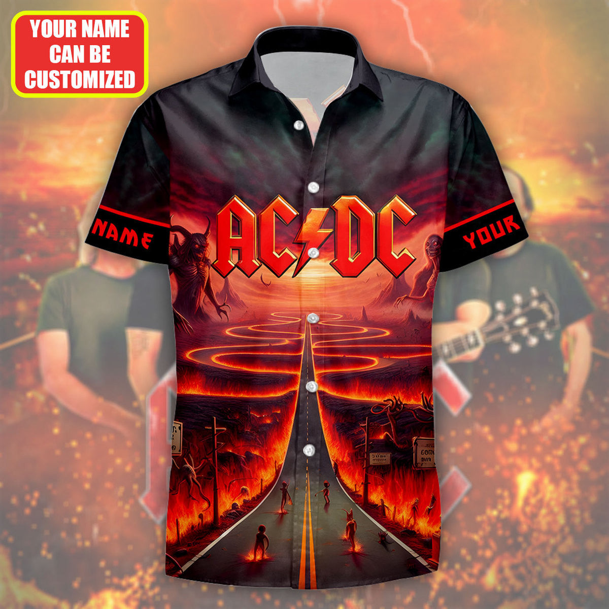 Personalized AC Highway To Hell V2 Tropical Hawaii Shirt Beach Short Q220409