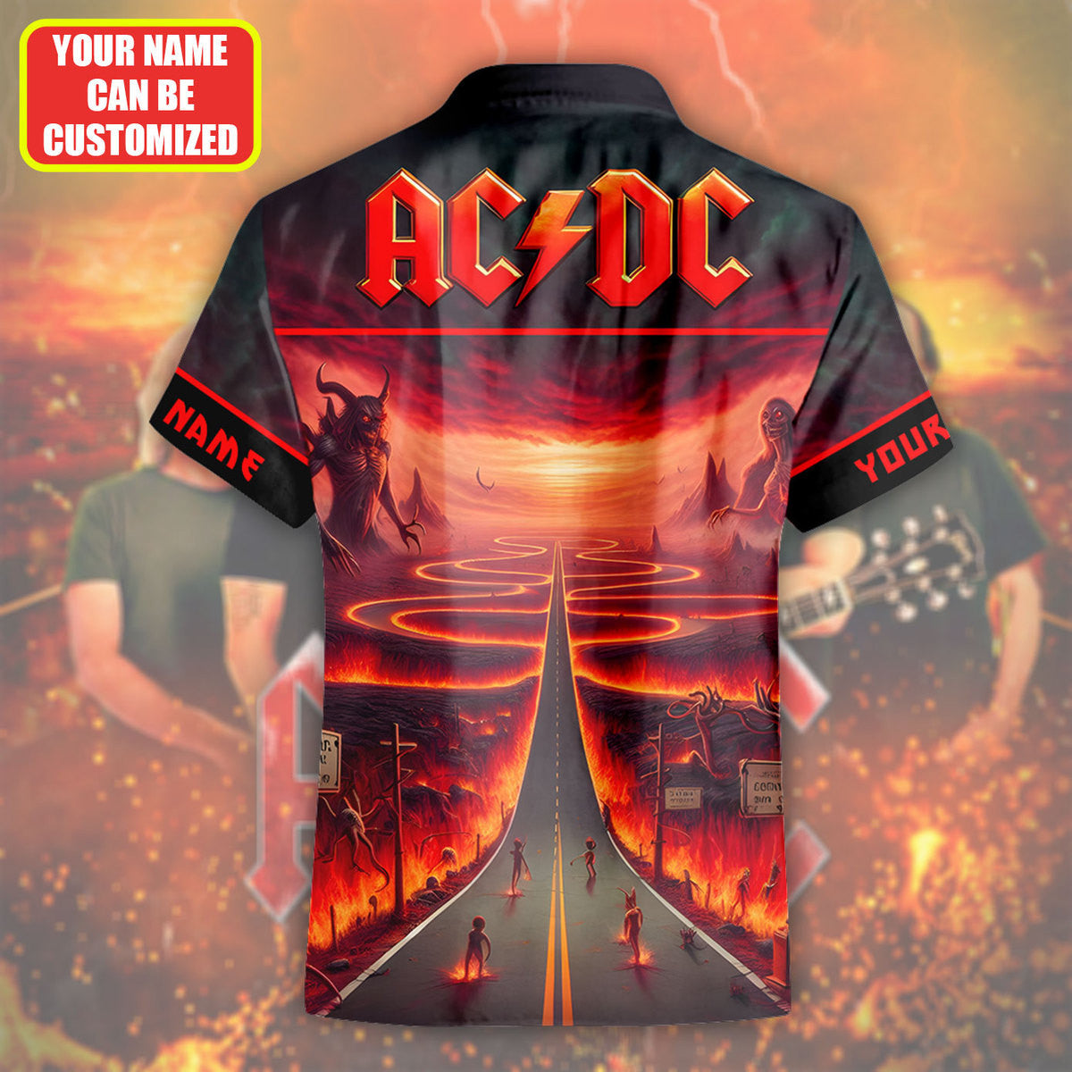 Personalized AC Highway To Hell V2 Tropical Hawaii Shirt Beach Short Q220409