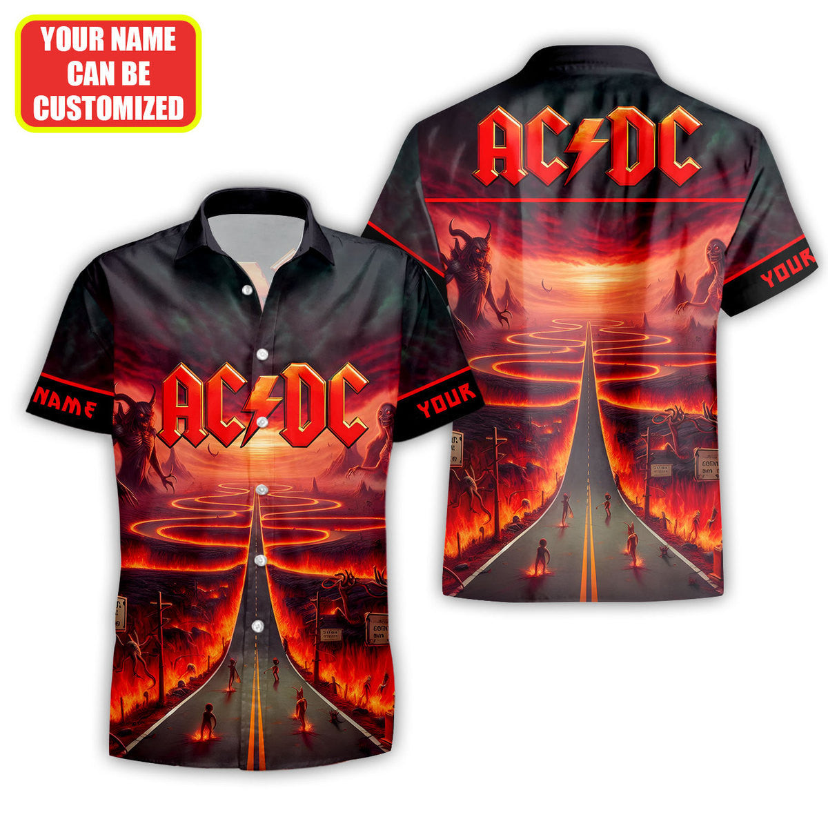Personalized AC Highway To Hell V2 Tropical Hawaii Shirt Beach Short Q220409
