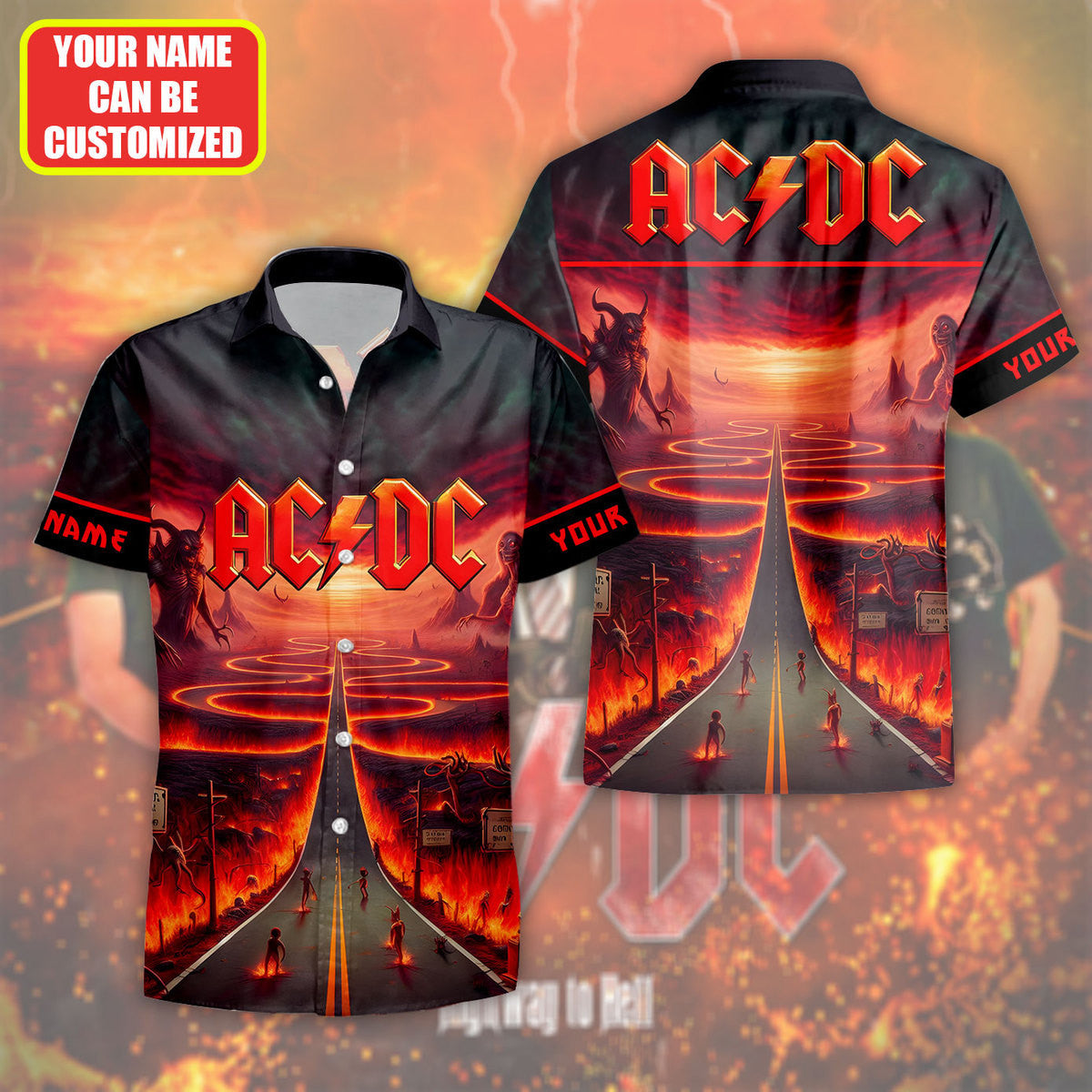 Personalized AC Highway To Hell V2 Tropical Hawaii Shirt Beach Short Q220409