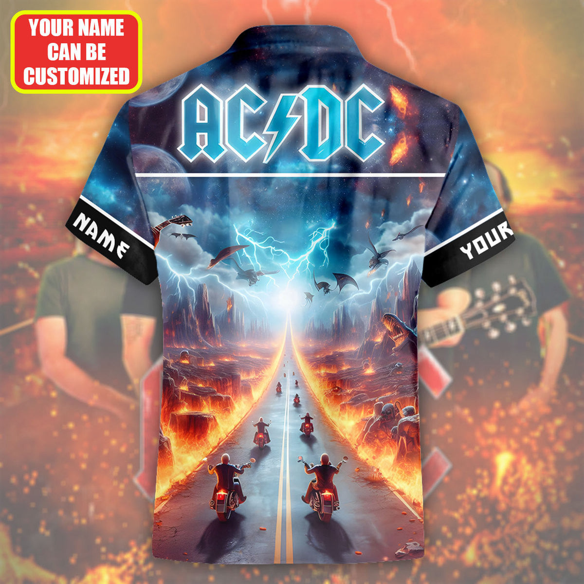 Personalized AC Highway To Hell Tropical Hawaii Shirt Beach Short Q220411