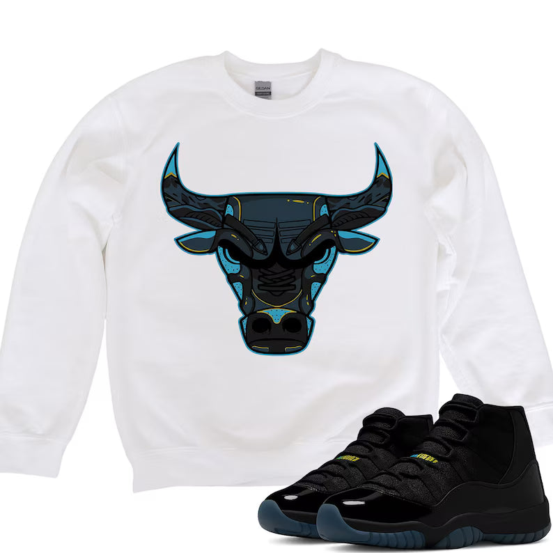 Bull Shirt To Match JD 11 Gamma, JD 11 Gamma Sneaker Mactching Shirt, JD Match Tee, AJ 11 Gamma Sneaker Match Shirt