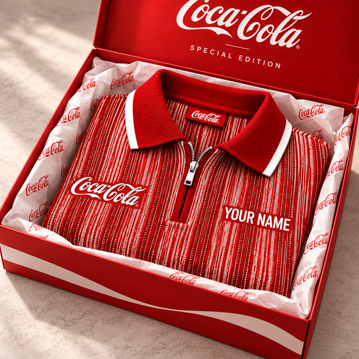 Cola Classic Zip Polo , Custom Name Cola Polo , Cola 2026 Shirt