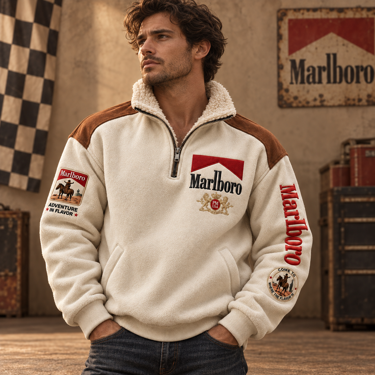 Marlbor Adventure In Flavor Fleece Quarter-Zip Pullover