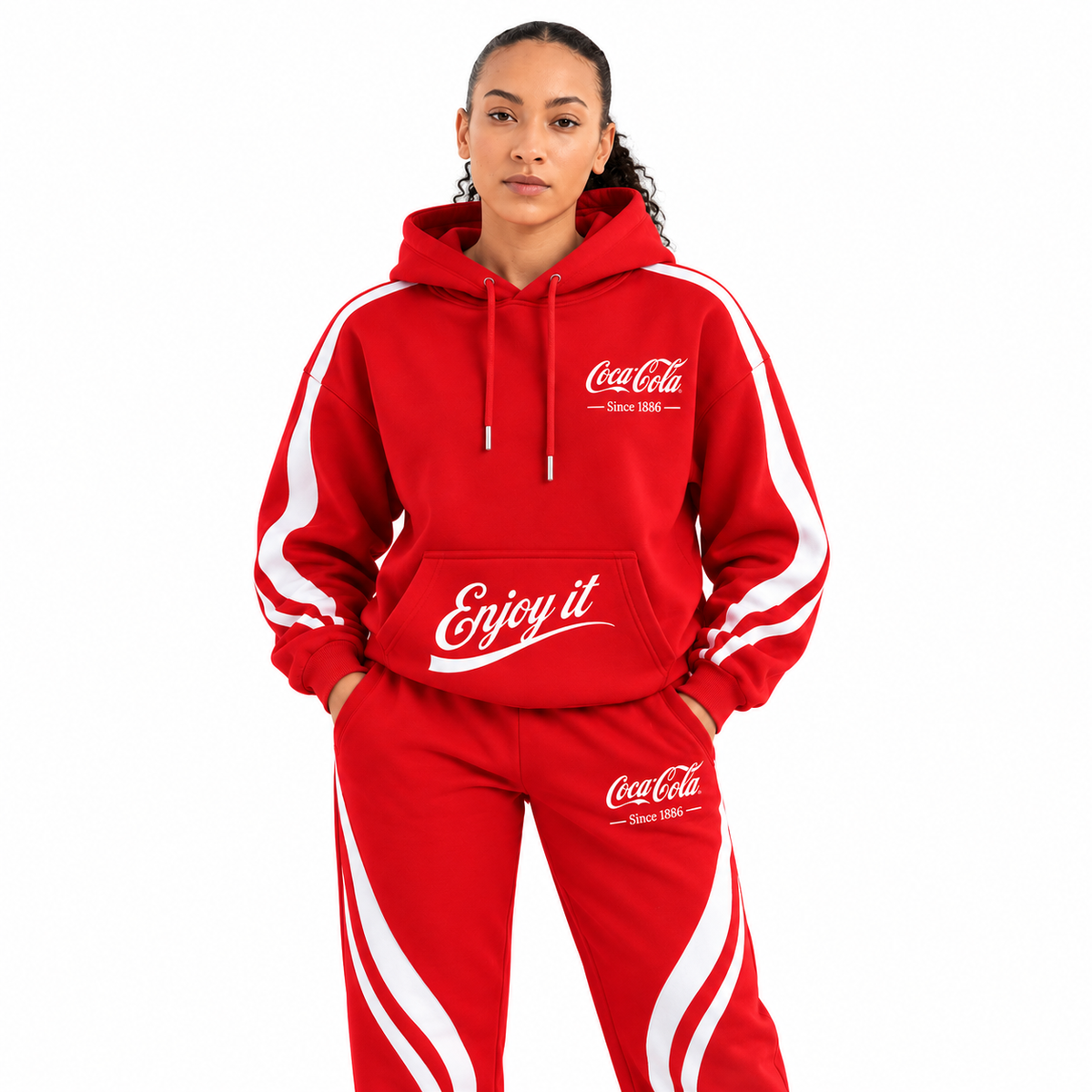 Cola Since 1886 All Over Printed Hoodie And Sweatpants Set