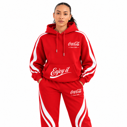 Cola Since 1886 All Over Printed Hoodie And Sweatpants Set