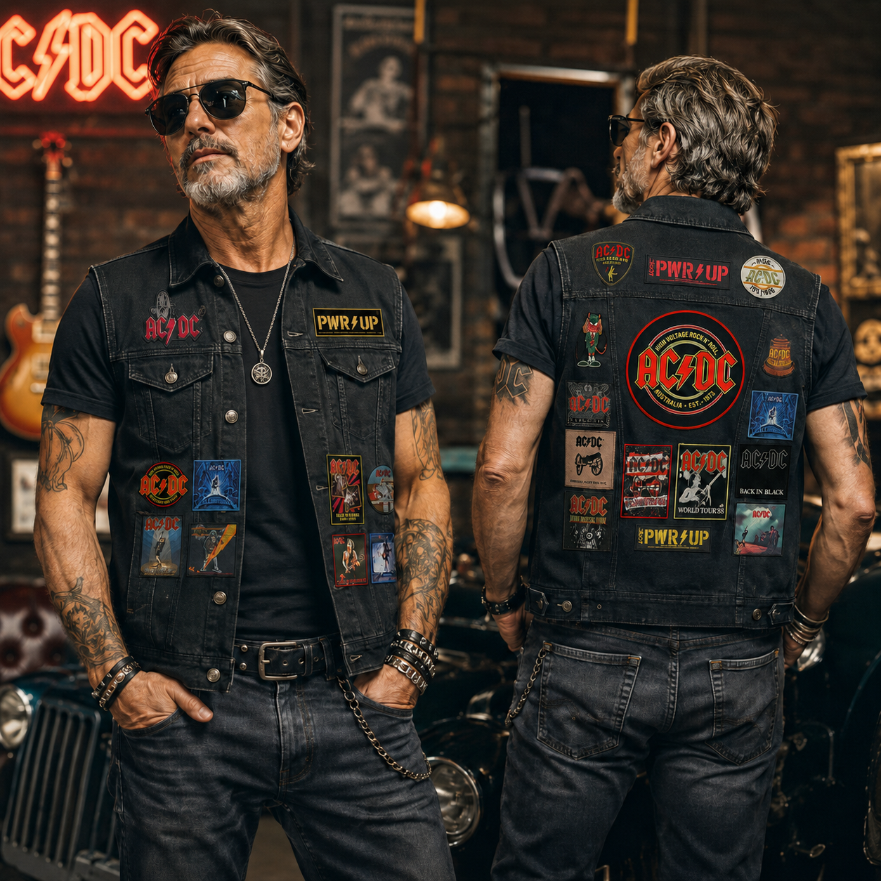 AC Rock Album Cutoff Denim Jacket