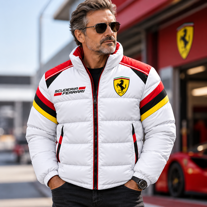 Scuderia Ferrar Racing Puffer Jacket , Scuderia Ferrar Windproof Puffer Jacket