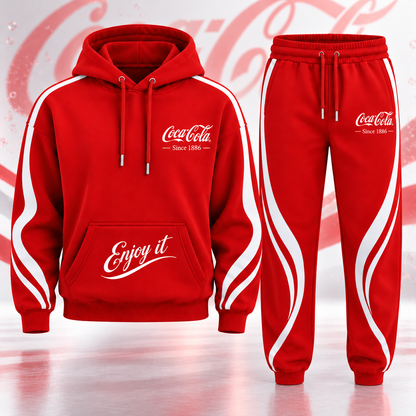 Cola Since 1886 All Over Printed Hoodie And Sweatpants Set