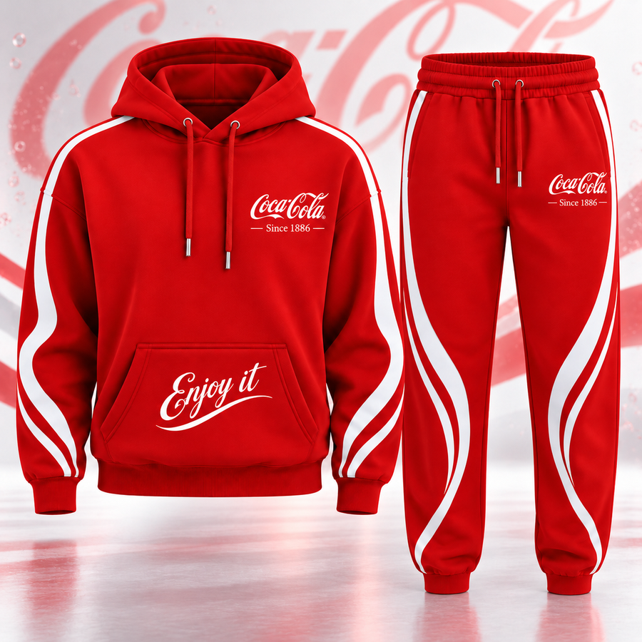 Cola Since 1886 All Over Printed Hoodie And Sweatpants Set