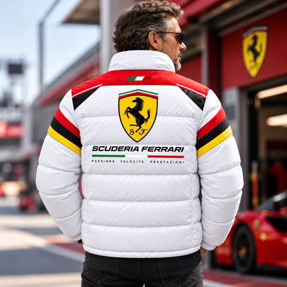 Scuderia Ferrar Racing Puffer Jacket , Scuderia Ferrar Windproof Puffer Jacket