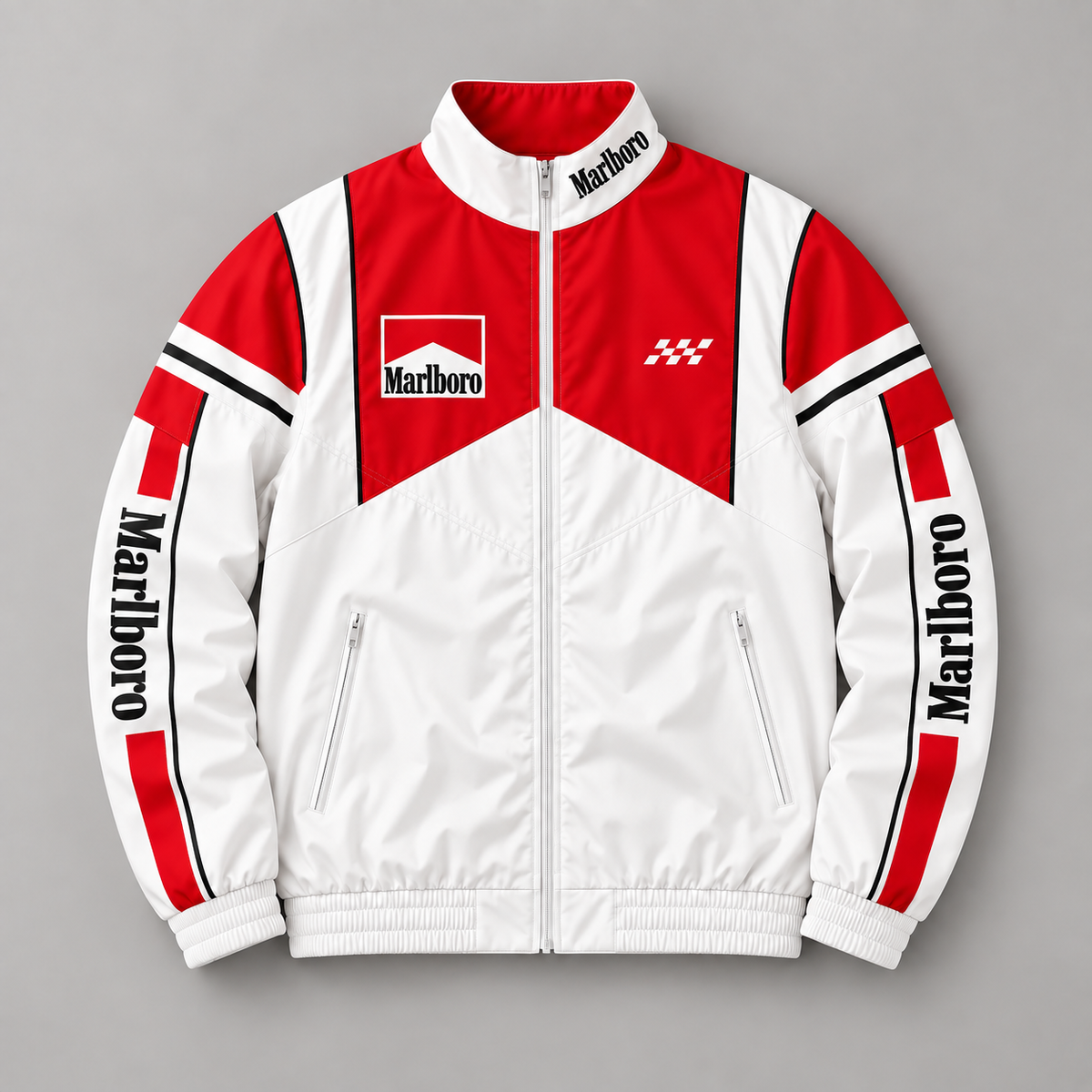 Marlbor Classic Zipper Stand Collar Jacket & Sweatpants Set