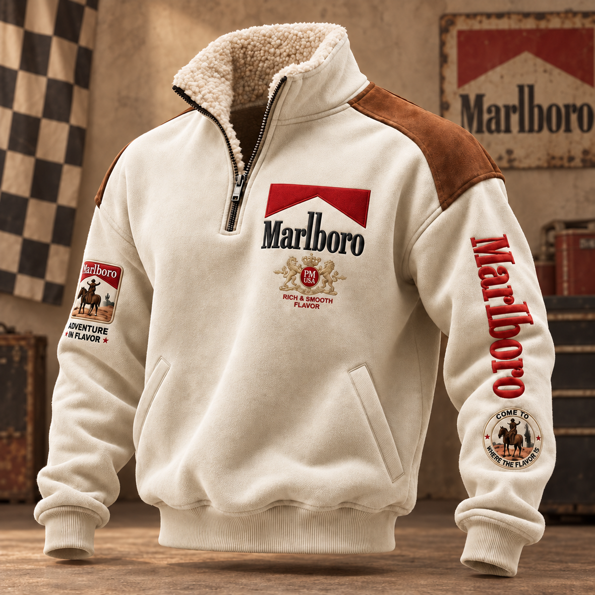 Marlbor Adventure In Flavor Fleece Quarter-Zip Pullover