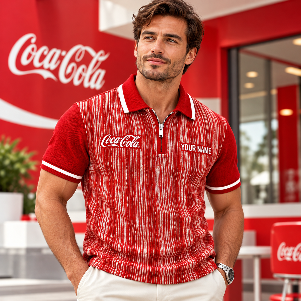 Cola Classic Zip Polo , Custom Name Cola Polo , Cola 2026 Shirt