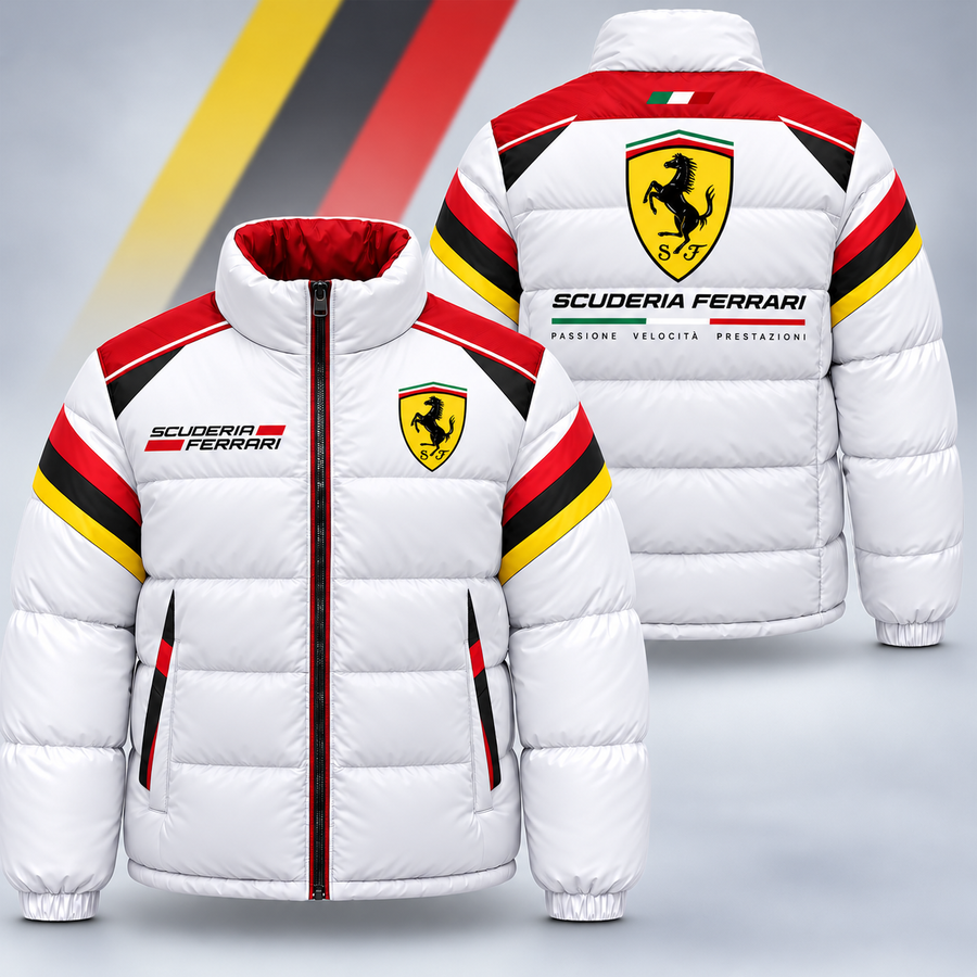 Scuderia Ferrar Racing Puffer Jacket , Scuderia Ferrar Windproof Puffer Jacket