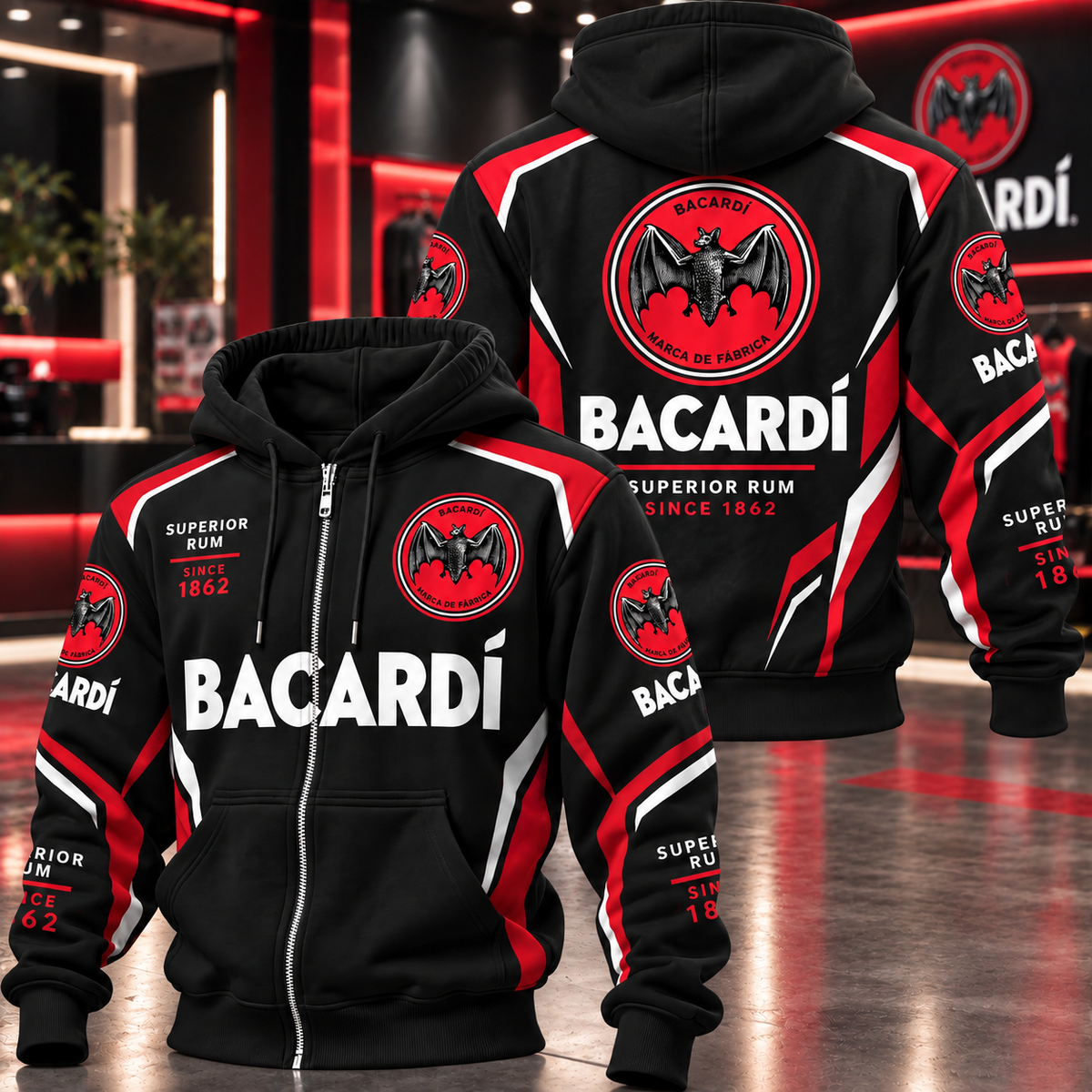 Barcadi Since 1862 Zip Hoodie , Barcadi Zip Hoodie